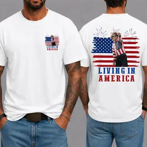 Patriotic Living In America Graphic Tee | USA Flag Independence Day Shirt for Men and Women