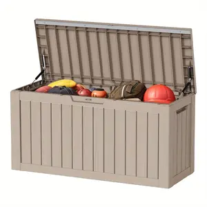 New ROJIK 80 Gal Outdoor Storage Housing Deck Box-Waterproof Patio Furniture, Garden Tools, Cushions, Pool Accessories Storage -Large Waterproof Resin Box with Capacit Cabinet Cover