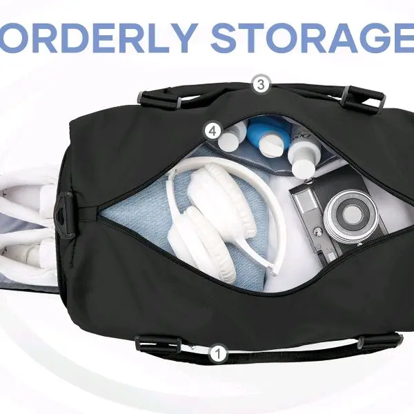 black color gym bag for man 2 pocket for vocation gym sport travel