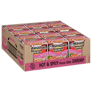 Maruchan Instant Lunch Hot & Spicy Flavor with Shrimp Ramen Noodle Soup Cups, 12 Count Case