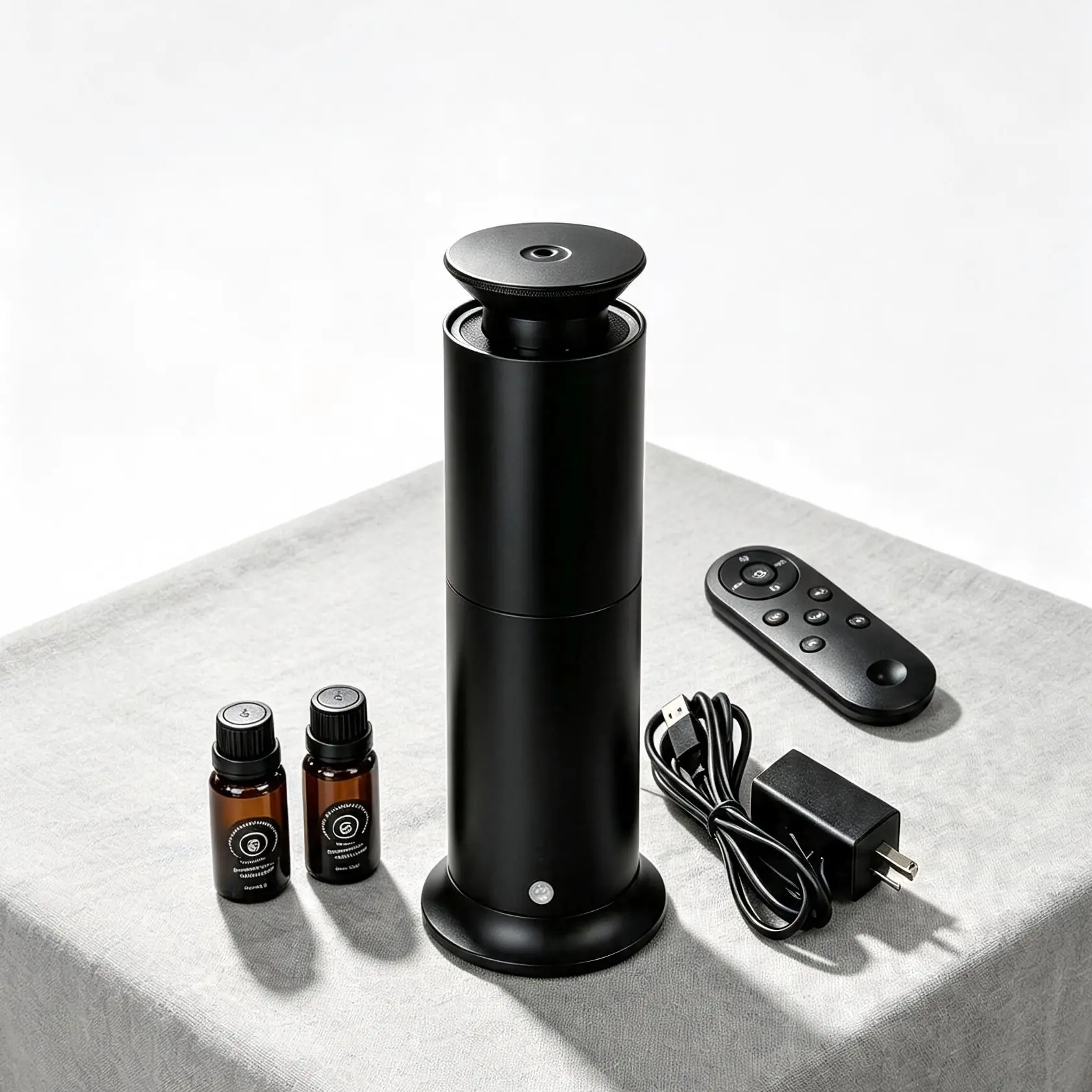Waterless aromatherapy diffuser set, aromatherapy diffusion exploration kit, coverage up to 850 sq ft, home cool mist diffuser, birthday and holiday gift, rechargeable, with remote, night light, and two bottles of essential oil