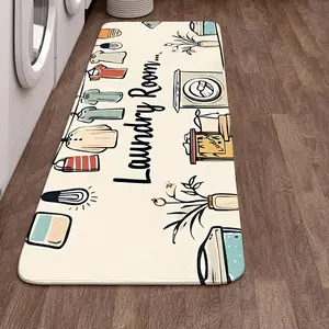 Laundry Room Pattern Kitchen Mat, 1 Count Non-slip Soft Floor Mat, Decorative Carpet for Home Kitchen Living Room Bedroom Laundry Room, Kitchen Runner Rug, Home Decor Rugs, Home Supplies Rug