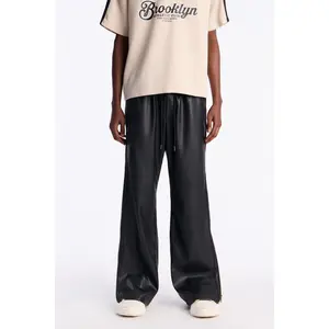 Multifit Vegan Leather Zip Pant - Black