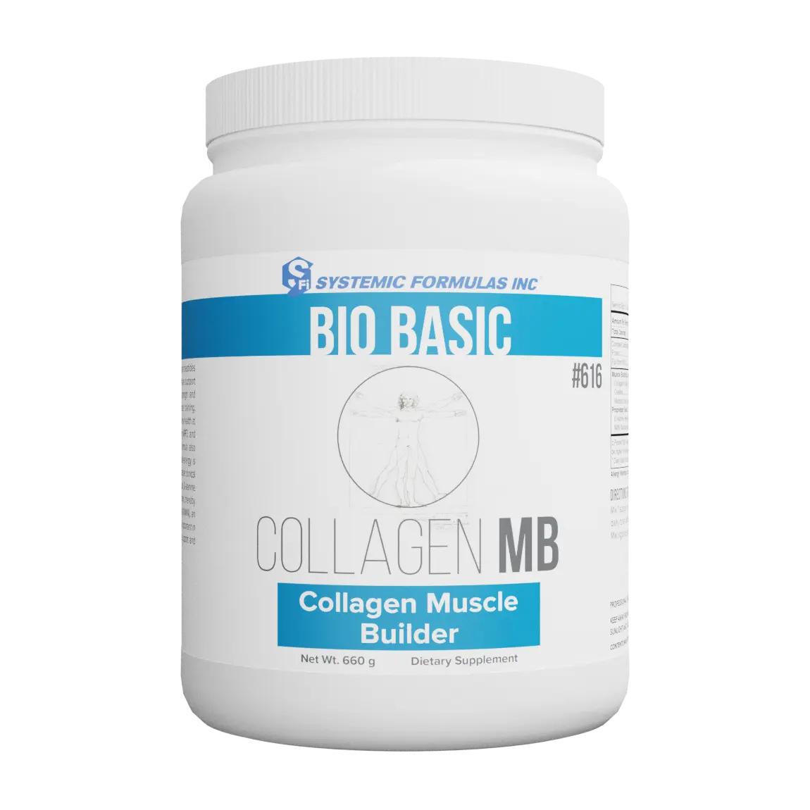 Systemic Formulas Collagen MB #616 Edible Amino-Infused Dietary Powder, Fitness-Focused Protein Supplement with Collagen Peptides for Muscle Building, Skin Care