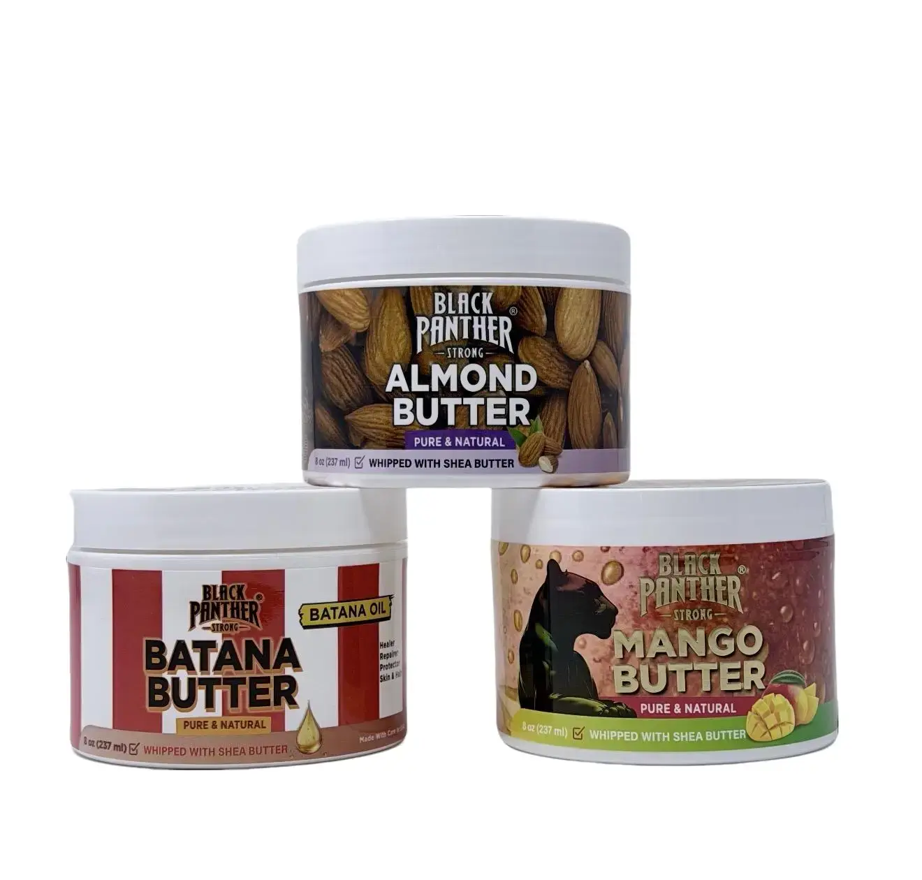 Whipped Body Butters. Almond Butter, Batana Butter and Mango Butter 3 PC Collection. 8 oz each
