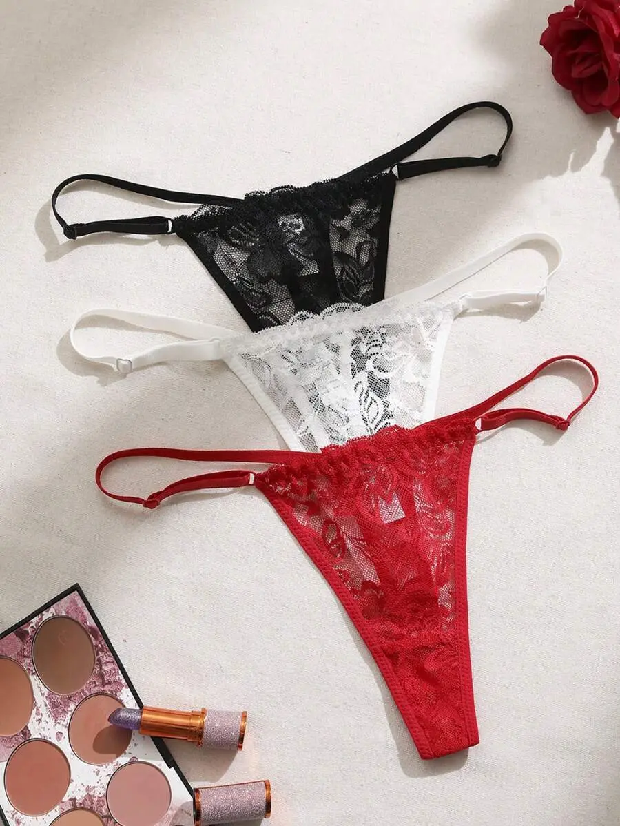 Roam x 3packs Floral Lace G-String Set Sexy Lingerie
