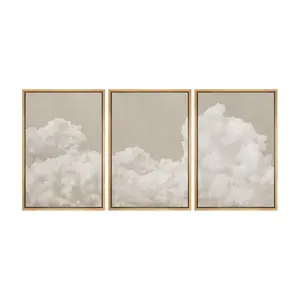3pcs/set Unframed Wall Art Print Set Serene Sky Filled with Fluffy Clouds Illustrations Modern Art Decorative Colorful Chic for Living Room, Bedroom, Office