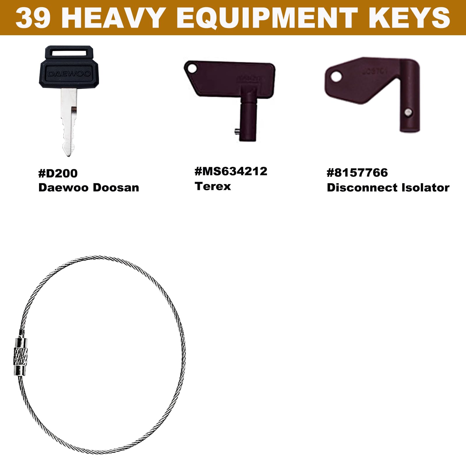 Heavy Equipment Keys Master Set, Construction Ignition Key Set Fits Case, Takeuchi, Hyster, Kubota, Cat, JCB, Bobcat, Daewoo, JLG, JD, Forklift