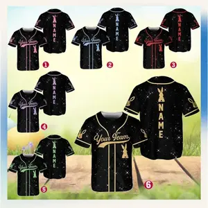 Custom Easter Baseball Jersey, Bunny Baseball Shirt, Custom Name Jersey, Glitter Bunny Shirt (Printed Glitter, Not Glitter