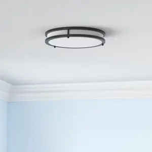 Modern LED Semi-Recessed Ceiling Light Fixture 5-Setting Adjustable Color Temperature Dimmable Hardwired 120V Switch-Controlled, Includes Lampshade, Modern Indoor Lighting for Living Room