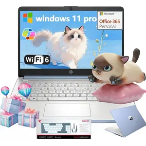 HP 14'' Student Business Laptop Computer - Intel Processor N150, 14 inch HD Display, AI-Powered, Lightweight, Windows 11 Pro, Webcam, up to 16GB RAM, 256 GB Storage,Bundle Accessory