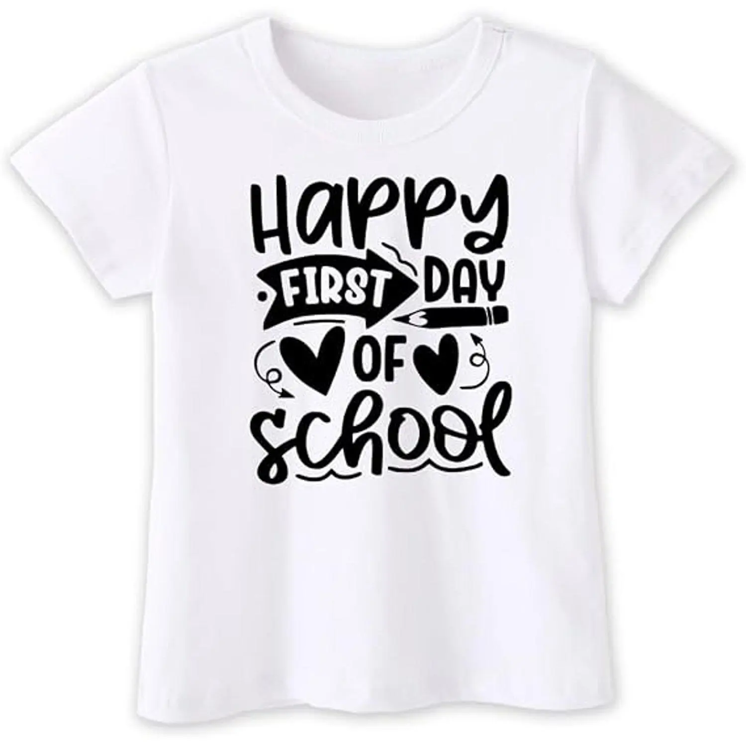 Back to School Shirt Kids First Day of Kindergarten Pre-K, Dino Pencil Graphic Tee, 3-8T Combed Cotton