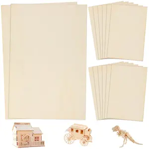 14PCS Unfinished Wood Balsa Wood Sheets Basswood Thin Craft Wood Board MDF DIY