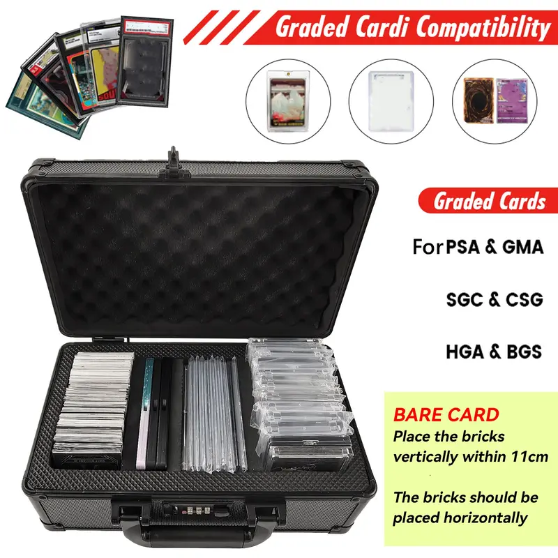 1pc 3-Row Graded Card Case, Card Slab Storage Box Holder for PSA BGS CGC Certified Sports, Basketball, Baseball Games Cartoon Cards Slabs, For PTCG, MTG, TCG Trading Cards, One Click Magnetic Card 1pc 3-Row Graded Card Case, Card Slab Storage Box Holder for PSA BGS CGC Certified Sports, Basketball, Baseball Games Cartoon Cards Slabs, For PTCG, MTG, TCG Trading Cards, One Click Magnetic Card