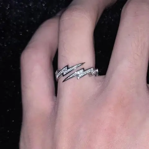 Adjustable Silver Color Hip Hop Ring, Unisex Irregular Ecg Design, Trendy Open-Back Fashion Jewelry, Creative Heartbeat Style, Adjustable Statement Rings
