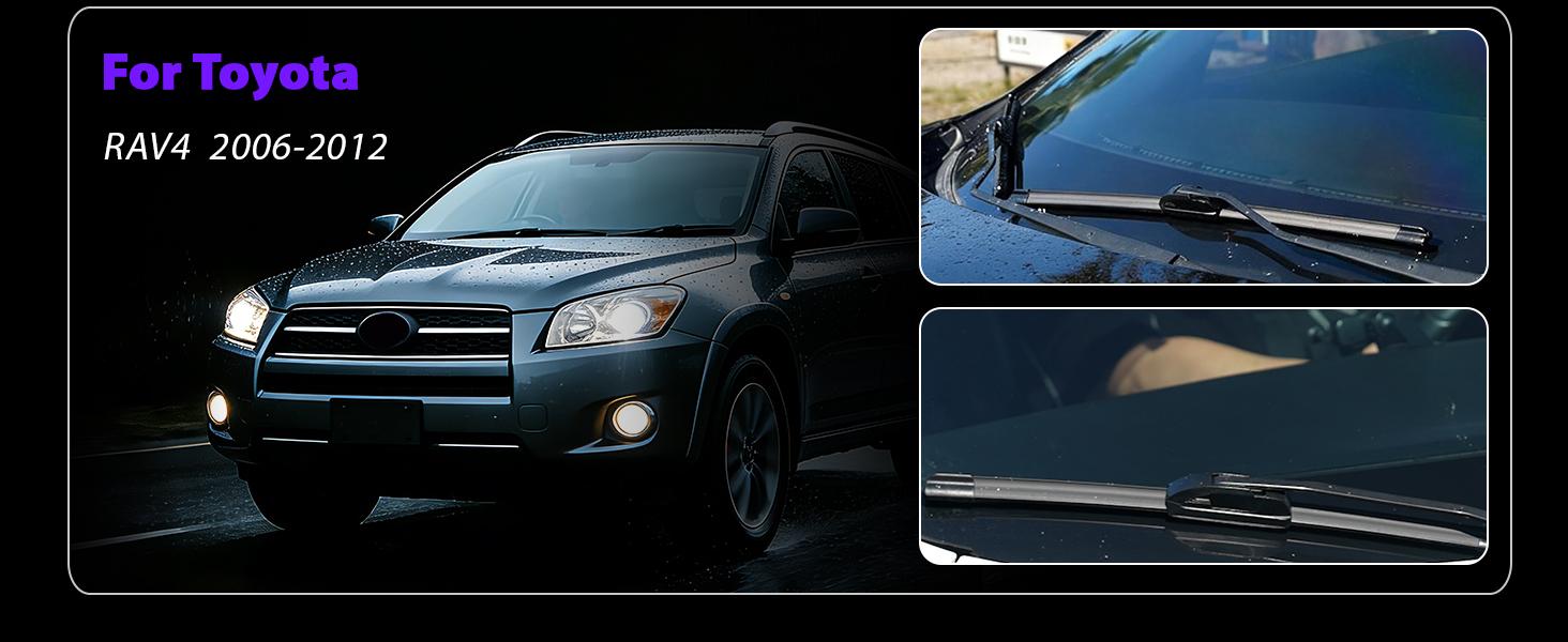 "+" Windshield Wipers with  Inch Rear Wiper Blade Replacement for RAV Original Factory QualityTop Lock Wipers(Pack of )