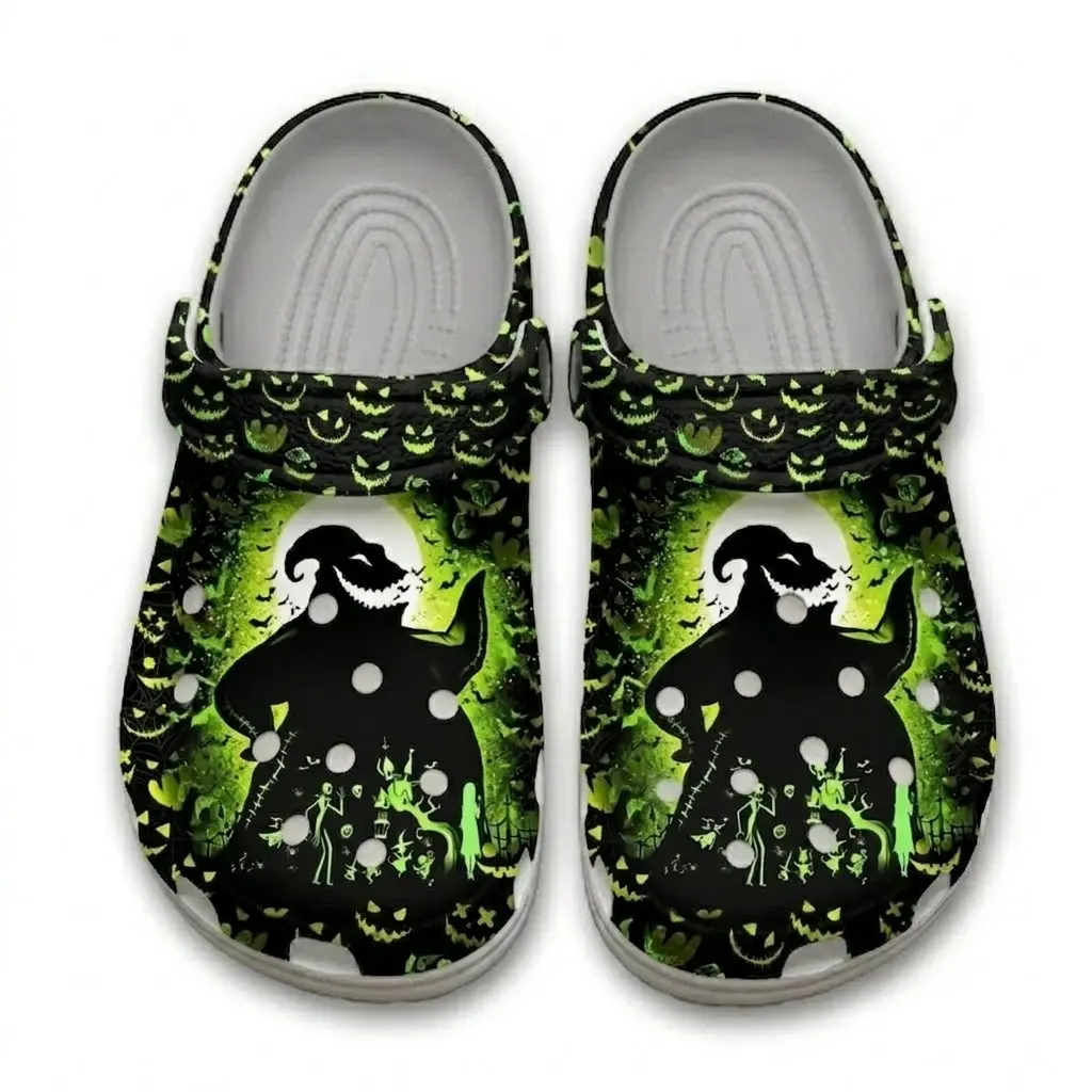 Spooky Season Must-Have!  Neon Green Oogie Boogie Halloween Clogs