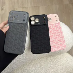 Embossed Chevron Monogram Phone Case |   Tactile Skin-Friendly Shockproof |   Minimalist Daily & Luxury Gifting |   Lemon Yellow Dot Monogram Artistic Aesthetic (Compatible with iPhone 12-17 Series)