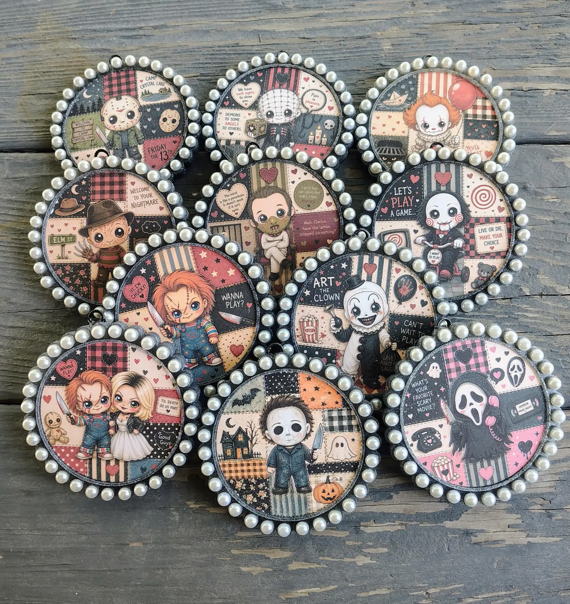 Horror Rhinestone Halloween Fall Car Freshie Air Fresheners Desk Freshie Scream Michael Jason Chucky