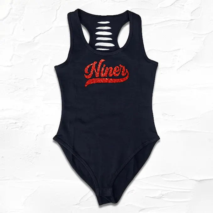 Black/Red San Francisco Football Bodysuit, Women's NIners Gift, 49 Gift