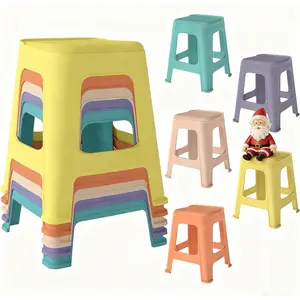 Pipleo 5 Pack Stackable Classroom Stools, 18.8" Height Colorful Nesting Plastic Stool, Portable Backless Chairs Flexible Seating for Classroom, School, Office, Home