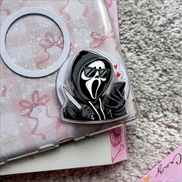 Ghostface MagSafe Phone Grip, Aesthetic Horror Slasher Griptok, Cute Scary Phone Stand, Trendy Movie Fan Accessory, Unique Gift for Horror Fans