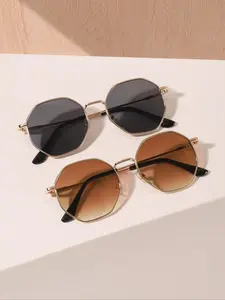 Women's Fashionable Metal Geometric Frame Sunglasses, Trendy Casual Sunglasses for Everyday Use, Fashion Accessories for Outdoor Activities, Trendy Beach Eyewear