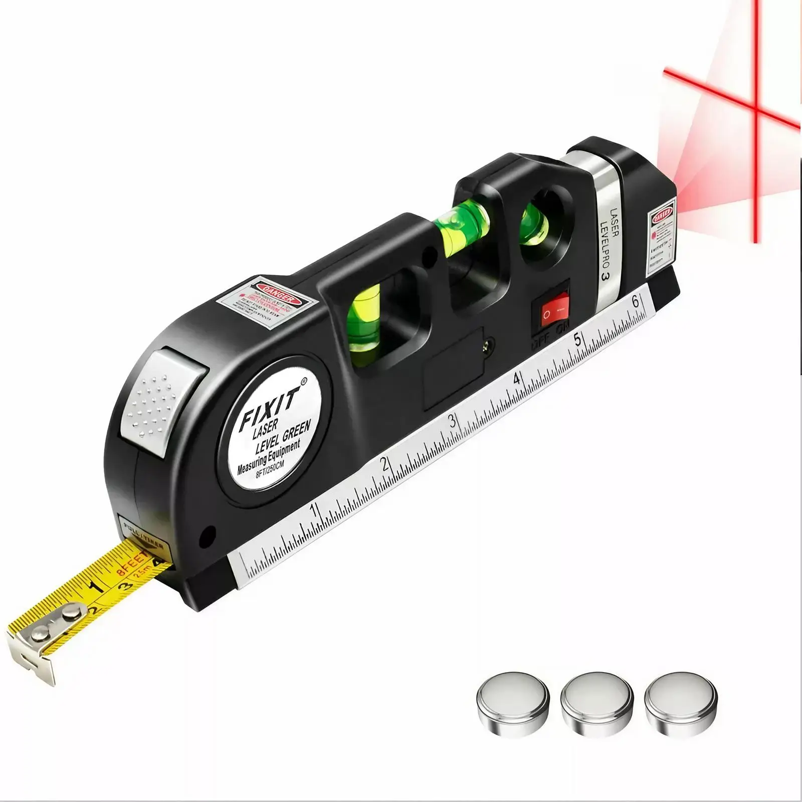 Multipurpose Laser Spirit Level, 8 Feet Laser Level, Multifunctional Spirit Level Tool, Metric Level Tool, Physical Measuring Instruments