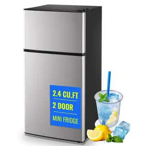 TACOOL Apartment Size Mini Fridge Dual Door 2.4Cu.ft Dorm Refrigerator, New