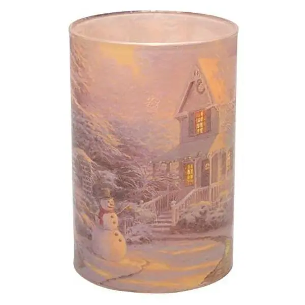 Thomas Kinkade The Night Before Christmas Flameless LED Glass Pillar Candle, 4 x 6 Inch - Battery Operated Collectible Holiday Candle Decor, Realistic Flickering Light, Christmas Home Décor Gift for Kinkade Collectors & Holiday Lovers