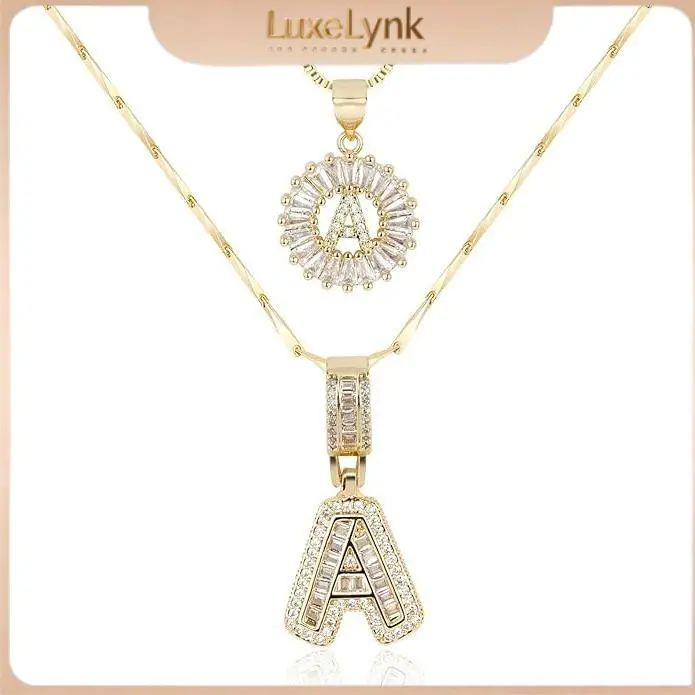 Initial Letter Pendant Necklaces for Women-2 Pack , Alphabet Necklace with Adjustable 17"-19" Chain, Valentine's Day Jewelry,Fashion Jewelry for Parties& Birthdays, Personalized Jewelry Gift
