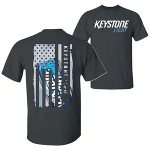 Keystone Light American Flag T-Shirt - Bold Beer Can Design With Flag Stripes , Perfect For Beer Lovers , Unisex Style , Patriotic Vibes Crewneck Menswear Classic Top,  100% Cotton T-shirt Comfortable Women And Men Round Neck Loose, Men And Women  Gift.