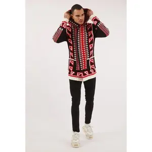 Men's Cardigan-Red & Black