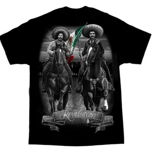 Pancho Villa Revolucion Mexico Chicano Art David Gonzales DGA T-Shirt, Trendy Men and Women's Clothing