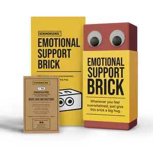 SendNonsense Emotional Support Brick - Certified Companion with Googly Eyes & High Impact Emotionally - Perfect for Overthinkers & Office Humor