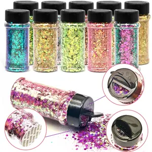 Chunky Glitter 24-Color Chameleon Holographic Body Glitter for Women and Kids Cosmetic Glitter for Eye Nail Hair Lip Craft Powder for Epoxy DIY Resin Art Festival Rhinestone Decoration Each 2oz Tumblers Making Convenient Box