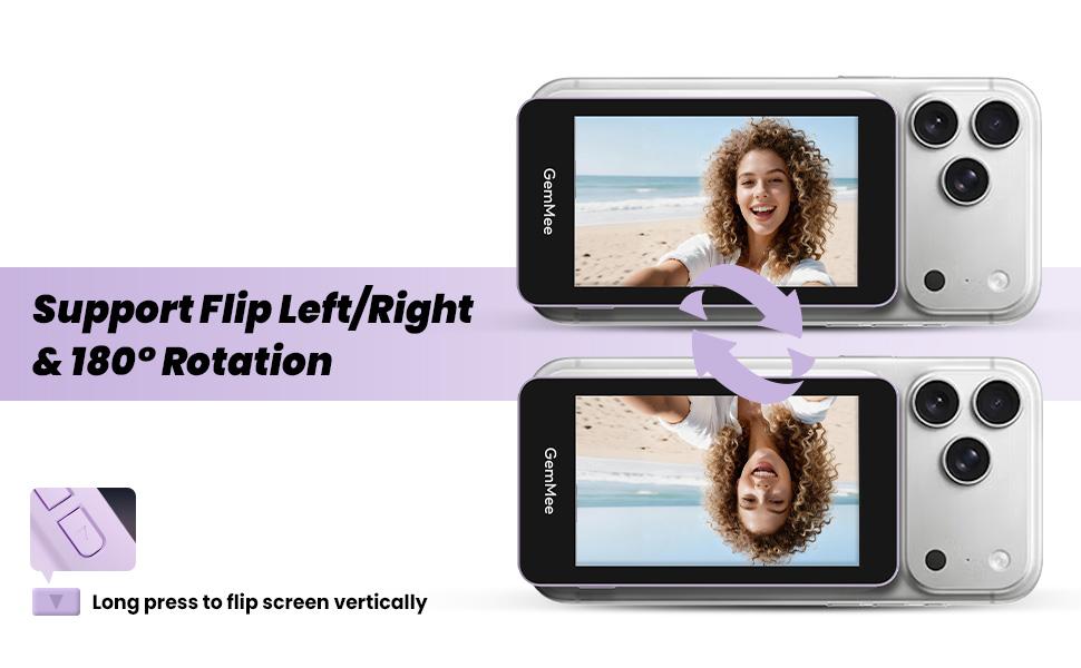 GemMee G100 4K Magnetic Vlog Monitor 3.97 Inch HD Screen 3000mAh Battery portable monitor iPhone Android Smartphone Selfie Recording Display for Vloggers Phone Accessories Magnetic Phone Vlog Selfie Monitor Screen filmmaking gear vlogging accessories