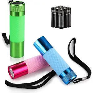 3-Pack Mini Flashlights, Glow in Dark Flashlights, Aluminum LED Flashlights Party Favors Assorted Colors for Camping, Hiking, Indoor, 9XAAA Batteries Included