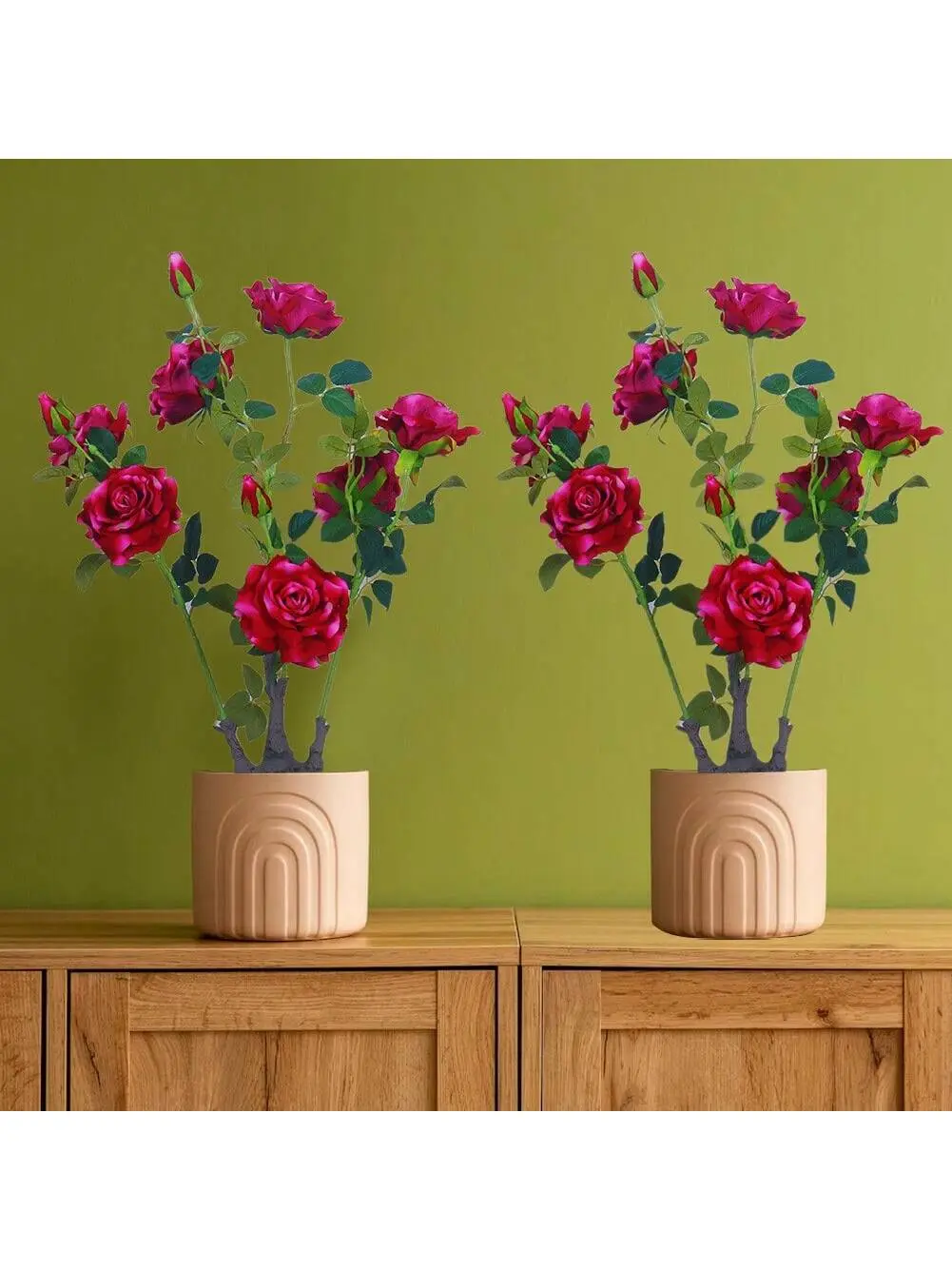 2PCS 70cm Synthetic Faux Peony Flower Trees with Green Leaves, Low Maintenance Faux Plant in Pot, Home Decor Centerpiece for Living Room, Office Plastic Silk Decorative Fruit Greenery, Two Piece Sets, Peony Bloom