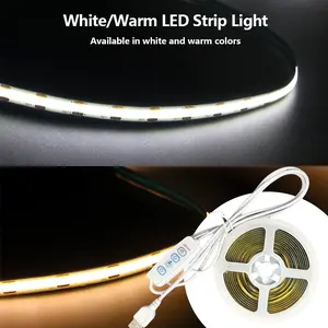 5V COB Dimmable LED Strip Light, Three-Button Controller, Self-Adhesive and Cut to Size, Ideal for Cabinet/Table/Bedside Table Lighting and Decoration
