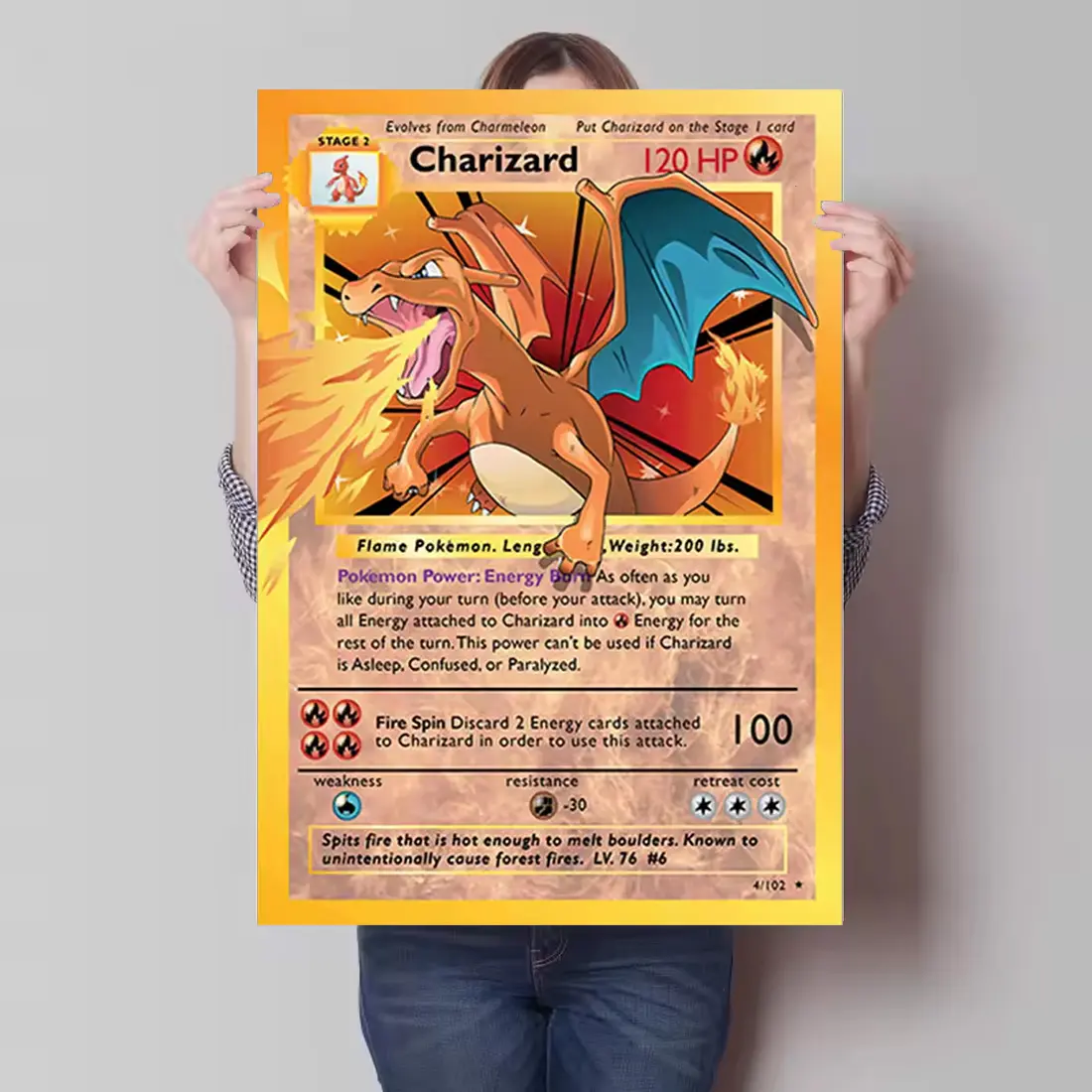 Pokemon Charizazd Cartoon Card Poster ,Charizazd Pokemon Poster Anime  Canvas Sticky Wall Art Printing Waterproof Home Living Bed Room Bar  Aesthetic Decor - TikTok Shop