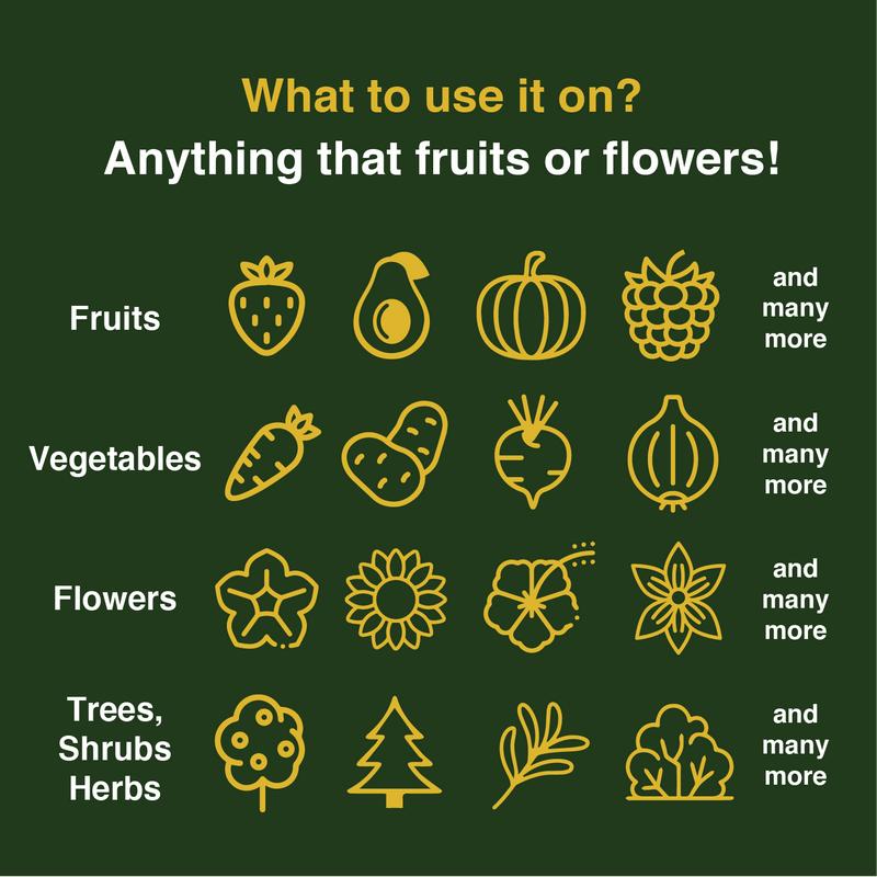 Farmer’s Secret Fruit & Bloom Booster Fertilizer (32oz) - Super Concentrated - Increases Flowering and Yield on All Varieties of Fruits, Vegetables and Flowers