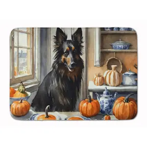 Belgian Sheepdog Fall Kitchen Pumpkins Memory Foam Kitchen Mat
