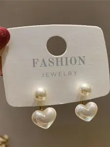 Faux Pearl Heart Design Dangle Earrings, High Quality Earrings, Heart Shaped Earrings, Elegant Jewelry for Women, Trendy Jewelry Gift for Party and Daily Life, Minimalist Aesthetic Jewelry Gift