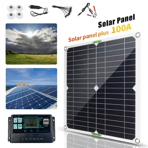 40W Portable Solar Charger Kit, 100A Controller, 12V Monocrystalline Panel for Phone Charge Cable & Car Charger Included