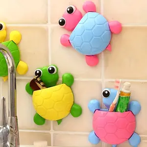 1pc Cute Animal Toothbrush Holder - Turtle-Shaped Strong Suction Cup Storage Rack for Toothbrushes & Toothpaste, Bathroom Accessory Wall-Mounted Toothware Stand for Bathroom