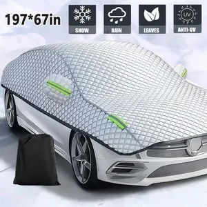 197*67 in Half Car Cover, Windshield Sunshade Cover for Ice and Snow with Cotton Liner, Hail Protector Car Cover Waterproof All Weather for Snow, Sun, Rain, Dust, UV Protection Fit,All Season Protect