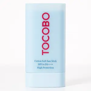 Tocobo Cotton Airy Sun Stick SPF 50 Broad Spectrum Korean Matte Sunscreen Stick for Face - Travel Size Sebum Control Sunblock -Vegan, Lightweight, Non-Sticky 0.67 oz.¿Cansada del Brillo? Antisebo. Protección Solar de Amplio Espectro, Ligero y Vegano