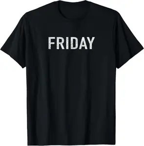 Days of The Week Tshirt Series 'Friday' Distressed T-Shirt Pure Cotton Graphic Tees Menswear Top: Gifts for Men & Women