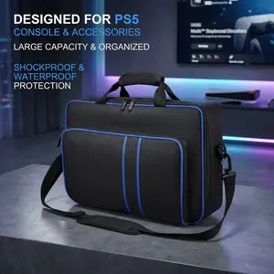 PS5 Travel Case Protective Bag for PS5 Console Disc/Digital Edition with Controllers, Game Cards & Headset Organizer